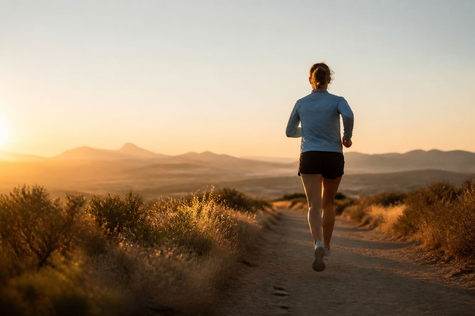 Easy aerobic run through open landscape